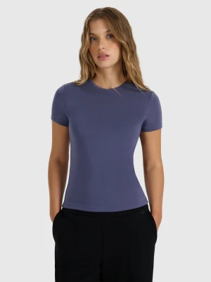 4F T-shirt z prążkowanej dzianiny z modalem damski - granatowy M