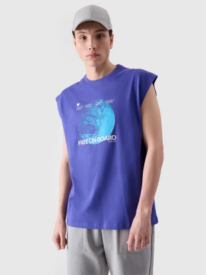 4F Tank top oversize z nadrukiem męski - fioletowy L