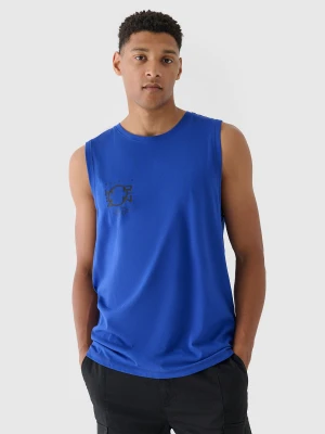 4F Tank top oversize z nadrukiem męski - kobaltowy L