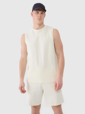 4F Tank top regular gładki męski - beżowy XL