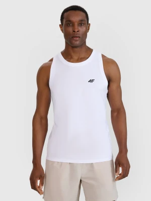 4F Tank top regular gładki męski - biały S