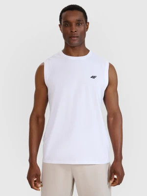 4F Tank top regular gładki męski - biały XL
