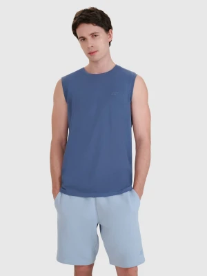 4F Tank top regular gładki męski - granatowy L
