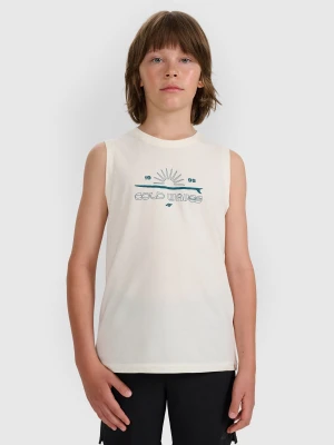 4F Tank top regular z nadrukiem chłopięcy - biały 134 (8-9 lat)
