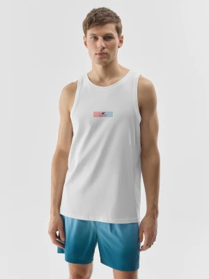 4F Tank top regular z nadrukiem męski - biały XXL