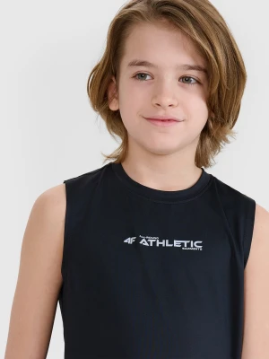 4F Tank top sportowy szybkoschnący chłopięcy - czarny 134/140 (8-10 lat)