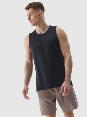 4F Tank top treningowy regular z materiału z recyklingu męski - głęboka czerń XL