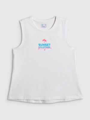 4F Top regular z nadrukiem damski - biały L