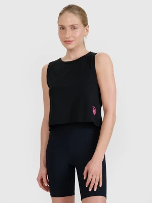 4F Top regular z nadrukiem damski - czarny XS