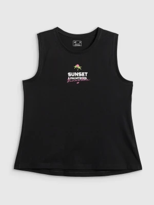 4F Top regular z nadrukiem damski - czarny XS