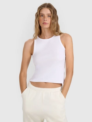 4F Top slim gładki damski - biały L