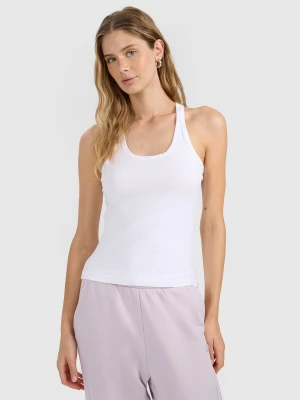 4F Top slim gładki damski - biały XS