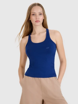 4F Top slim gładki damski - granatowy XS