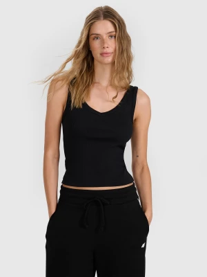 4F Top slim z prążkowanej dzianiny damski - czarny M