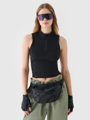 4F Top slim z prążkowanej dzianiny damski - czarny XL