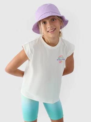 4F Top z nadrukiem dziewczęcy - biały 164 (13-14 lat)