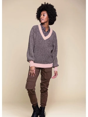 4funkyflavours Sweter "Like Sugar" w kolorze szaro-jasnoróżowym rozmiar: S