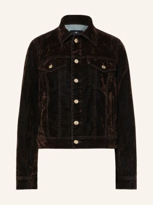 7 For All Mankind Aksamitna Kurtka Adi Trucker braun 3TE FLOCK BROWN