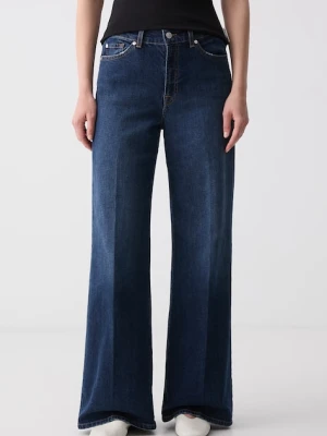 7 FOR ALL MANKIND jeansy wide leg damskie granatowy