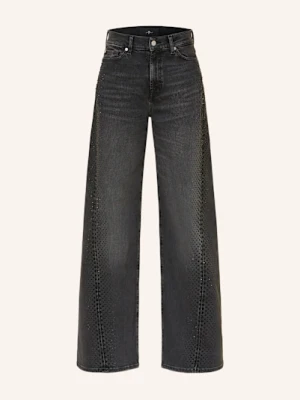 7 For All Mankind Jeansy Wide Leg Twisted Lotta Z Ozdobnymi Kamykami schwarz