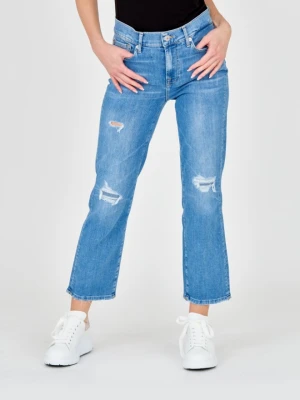 7 FOR ALL MANKIND Niebieskie damskie jeansy Straight, Rozmiar 28