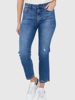 Zdjęcie produktu 7 FOR ALL MANKIND Niebieskie jeansy z przetarciami i szeroką nogawką THE STRAIGHT CROP SLIM ILLUSION Outline