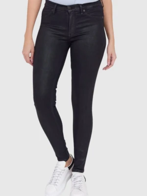 7 FOR ALL MANKIND Woskowane czarne jeansy damskie HW SKINNY COATED SLIM ILLUSION, Rozmiar 28