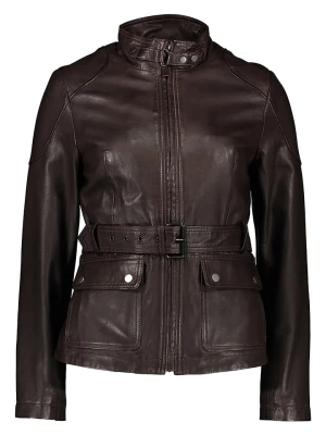 7eleven Skórzana kurtka "Kati" w kolorze ciemnobrązowym rozmiar: 42