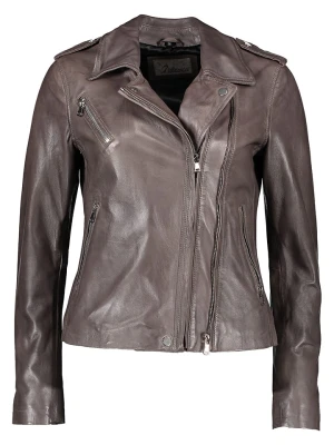 7eleven Skórzana kurtka "Nico" w kolorze szarym rozmiar: 42