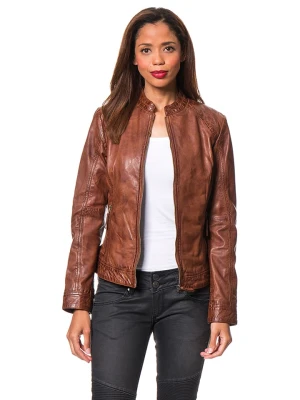 7eleven Skórzana kurtka "Rostock" w kolorze brązowym rozmiar: 34