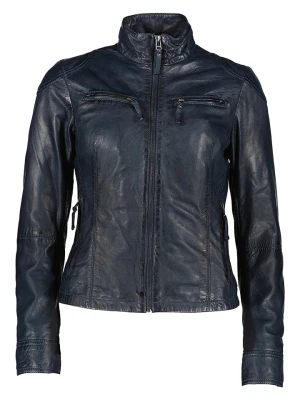 7eleven Skórzana kurtka "Sevia" w kolorze granatowym rozmiar: 42