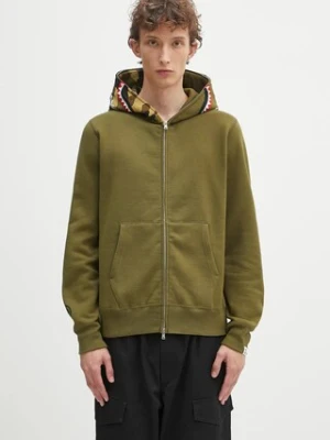 A Bathing Ape bluza bawełniana 1st shark męska kolor zielony z kapturem wzorzysta 1K70115005