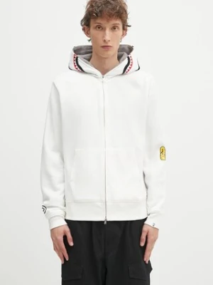 A Bathing Ape bluza bawełniana 2nd shark męska kolor biały z kapturem z aplikacją 1K70115006