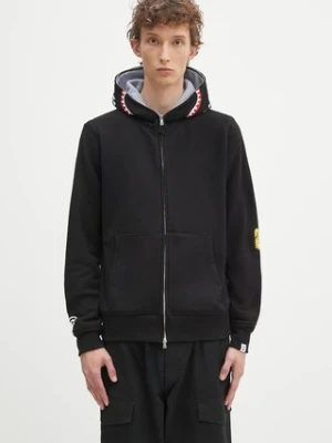 A Bathing Ape bluza bawełniana 2nd shark męska kolor czarny z kapturem z aplikacją 1K70115006