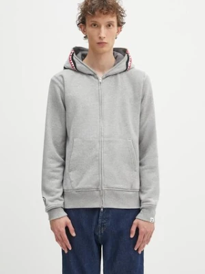 A Bathing Ape bluza bawełniana 2nd shark męska kolor szary z kapturem z aplikacją 1K70115006