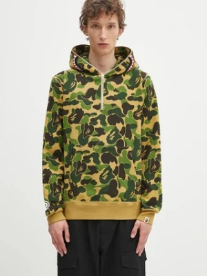 A Bathing Ape bluza bawełniana ABC camo shark męska kolor zielony z kapturem wzorzysta 1K80114010
