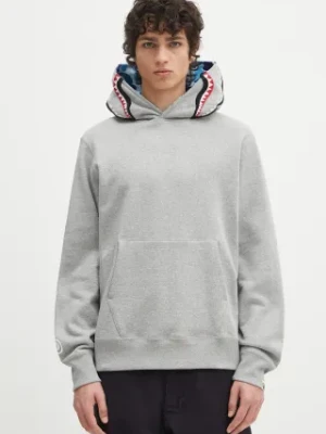 A Bathing Ape bluza bawełniana Abc Camo Shark Pullover męska kolor szary z kapturem wzorzysta 1L30114009