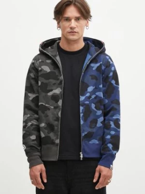 A Bathing Ape bluza bawełniana Color Camo Separate Shark Full Zip męska kolor czarny z kapturem wzorzysta 1K80115001