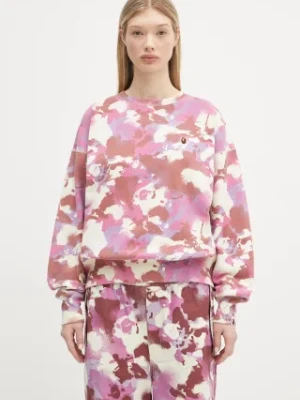 A Bathing Ape bluza bawełniana Map Camo Crewneck damska kolor różowy wzorzysta 1L30213001