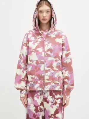 A Bathing Ape bluza bawełniana Map Camo Shark Full Zip damska kolor różowy z kapturem wzorzysta 1L30215001