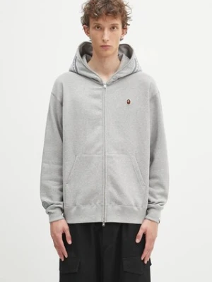 A Bathing Ape bluza bawełniana One point APE head shark męska kolor szary z kapturem z aplikacją 1K80115305