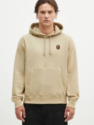 A Bathing Ape bluza bawełniana One Point Pullover męska kolor beżowy z kapturem gładka 1K80114007