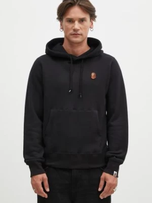 A Bathing Ape bluza bawełniana One Point Pullover męska kolor czarny z kapturem gładka 1K80114007