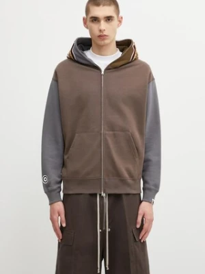 A Bathing Ape bluza bawełniana Shark męska kolor brązowy z kapturem wzorzysta 1K70115312