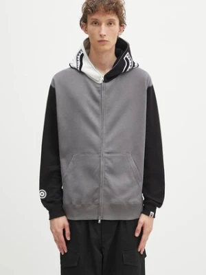A Bathing Ape bluza bawełniana Shark męska kolor szary z kapturem z aplikacją 1K70115311