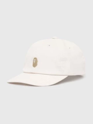 A Bathing Ape czapka z daszkiem bawełniana One Point Corduroy 6Panel Cap kolor beżowy z aplikacją 1J80180006