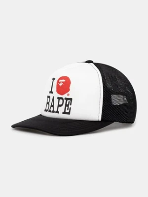A Bathing Ape czapka z daszkiem I love bape kolor czarny z nadrukiem 1K80180008