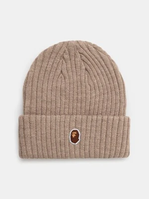 A Bathing Ape czapka z domieszką wełny One point kolor beżowy z grubej dzianiny 1K80281003