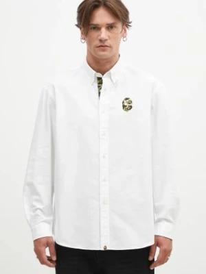 A Bathing Ape koszula bawełniana Abc Camo One Point Relaxed Fit męska kolor biały regular z kołnierzykiem button-down 1K80131008