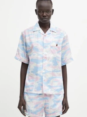 A Bathing Ape koszula Palm Tree Camo damska kolor niebieski regular z kołnierzykiem klasycznym 001SRL302002L